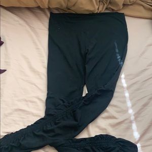Black Fabletics Leggings with Sheer Cinched Bottom